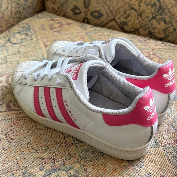Adidas Superstar White Barbie Pink Stripes Sneakers Leather Shell Toe Women’s 6 - Picture 4 of 12